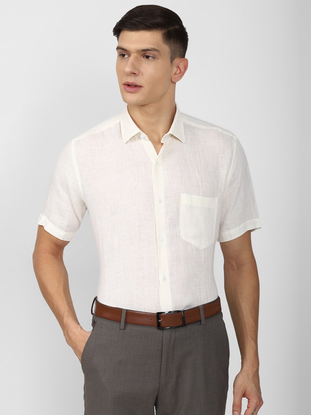 

Van Heusen Men Cream-Coloured Formal Shirt