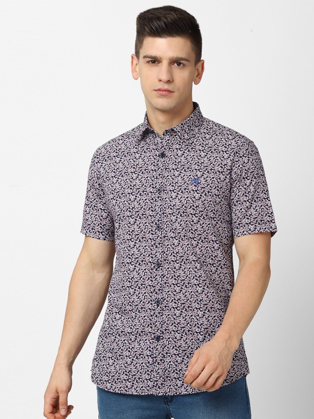 

Van Heusen ACADEMY Men Grey Slim Fit Floral Printed Casual Shirt