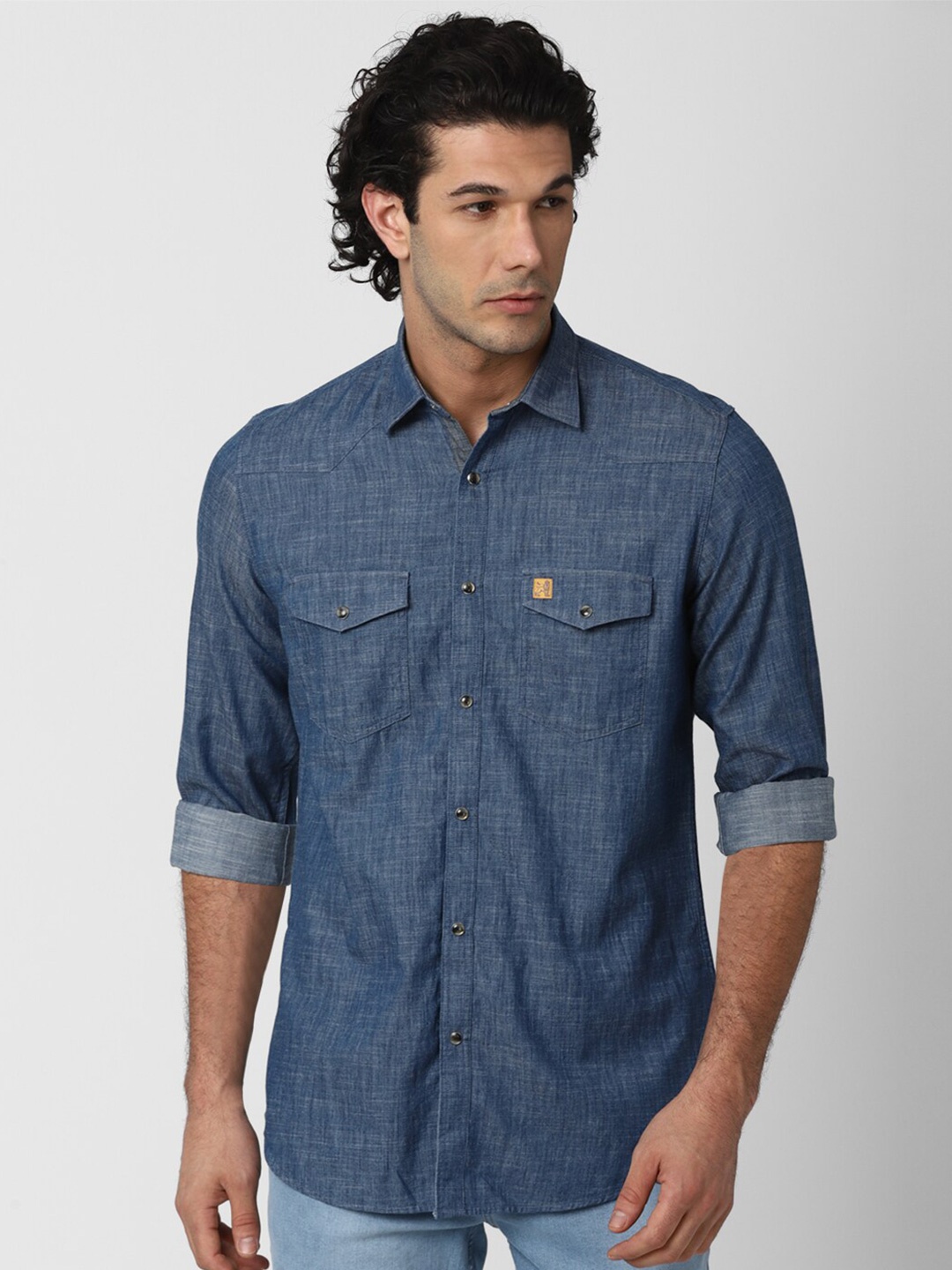 

Van Heusen ACADEMY Men Blue Slim Fit Casual Shirt