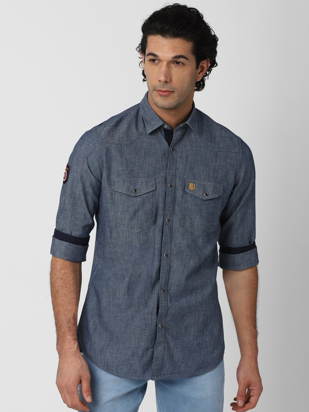 

Van Heusen ACADEMY Men Blue Slim Fit Casual Shirt