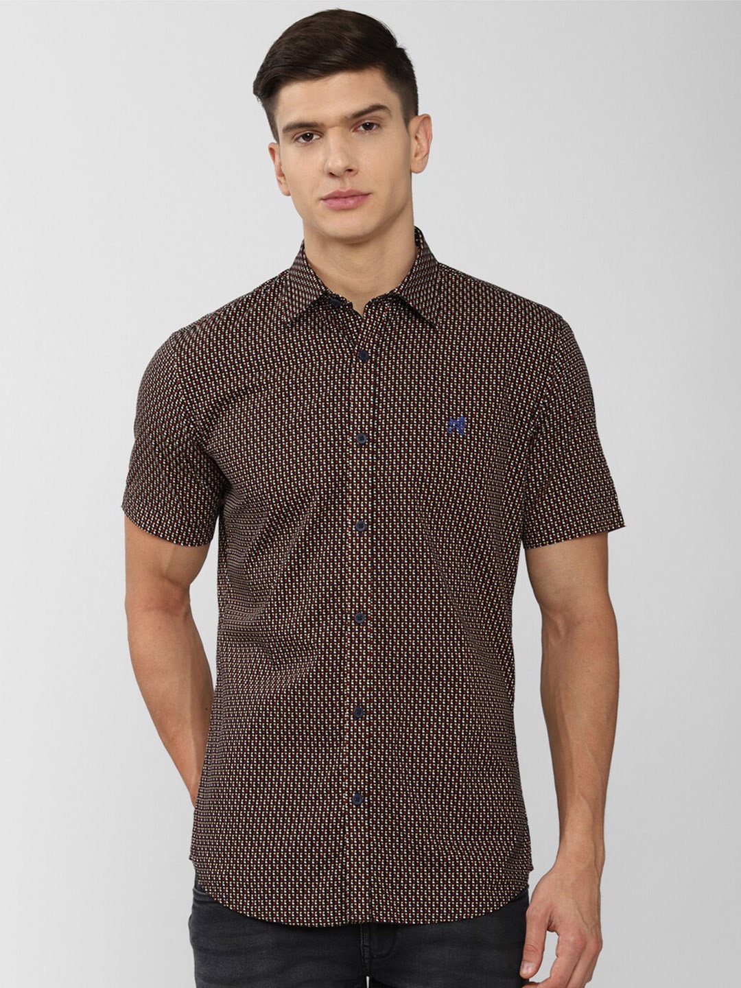 

Van Heusen ACADEMY Men Brown Slim Fit Printed Casual Shirt