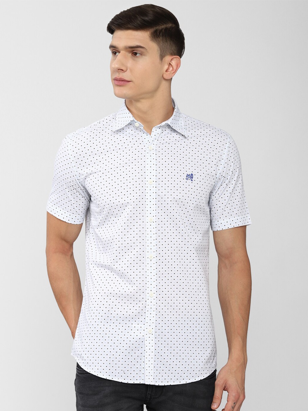 

Van Heusen ACADEMY Men White Slim Fit Printed Casual Shirt
