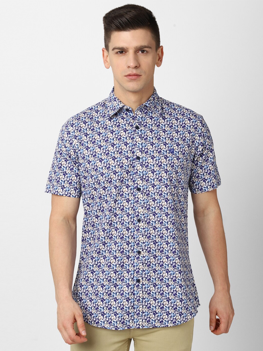 

Van Heusen ACADEMY Men Blue Slim Fit Floral Printed Casual Shirt