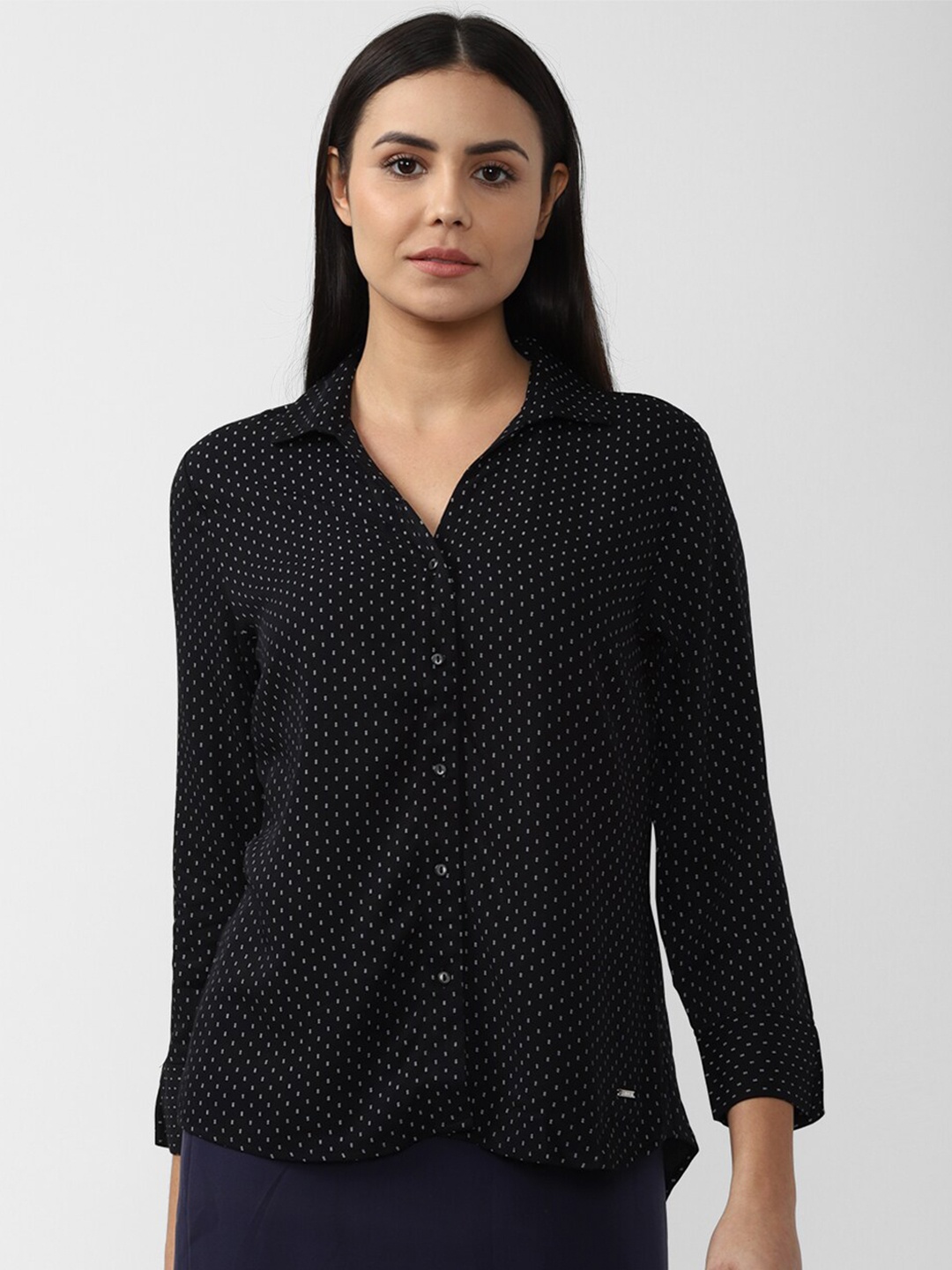 

Van Heusen Woman Women Black Printed Casual Shirt
