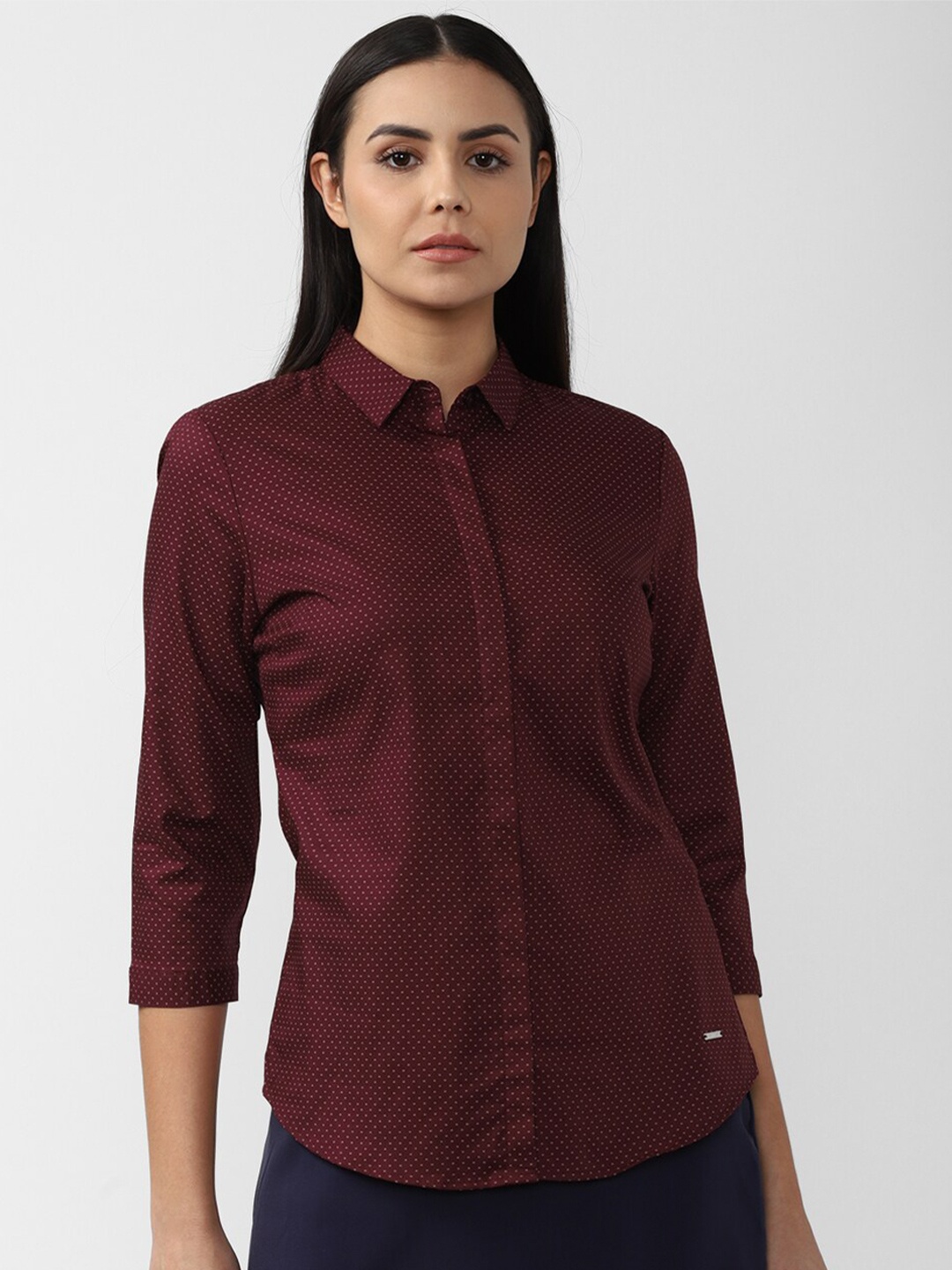

Van Heusen Woman Women Maroon Printed Casual Shirt