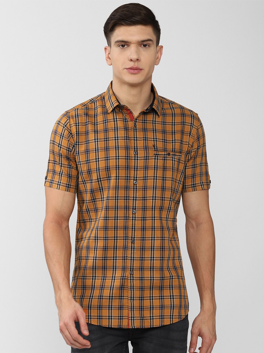 

Van Heusen Sport Men Orange Slim Fit Checked Casual Shirt