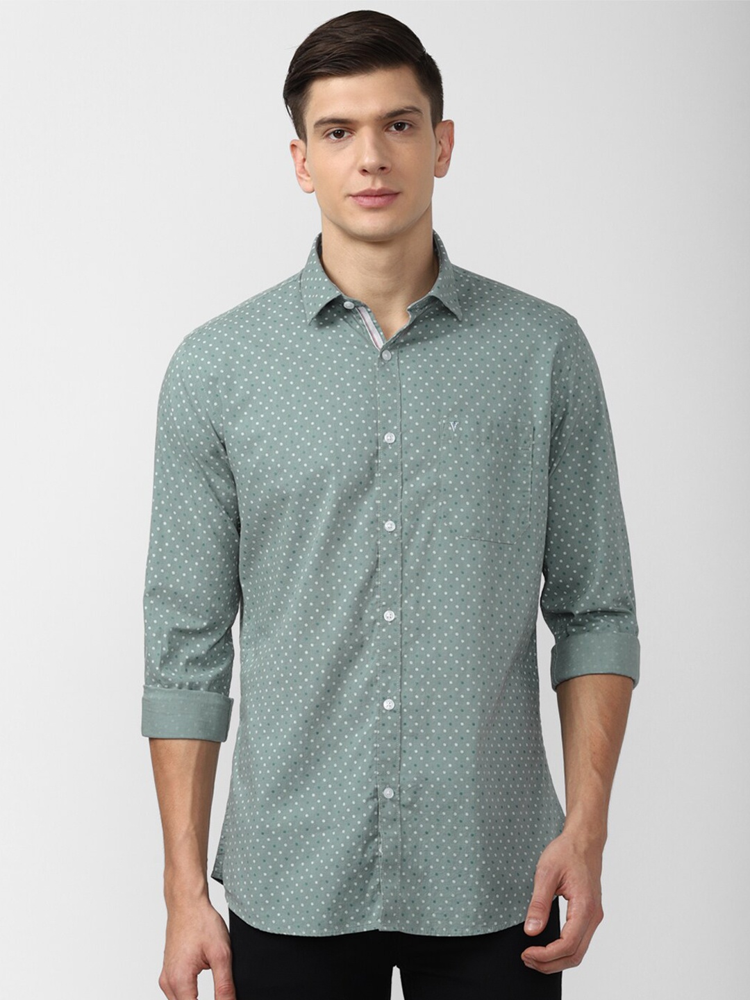 

Van Heusen Sport Men Green Slim Fit Printed Casual Shirt