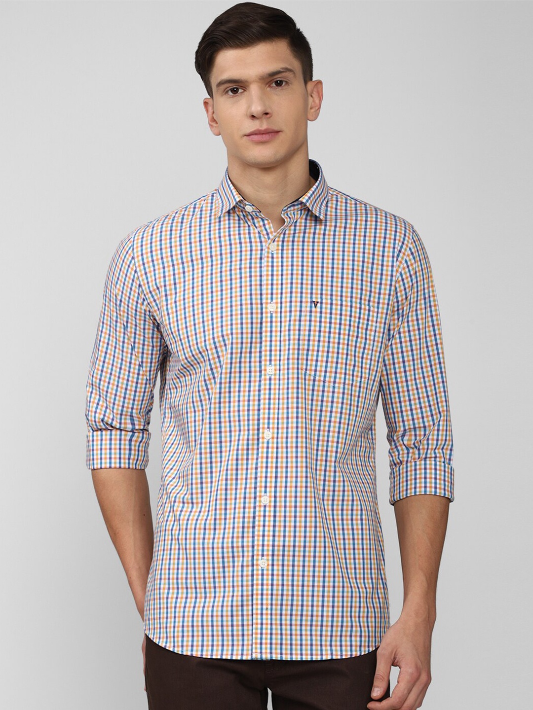

Van Heusen Sport Men Multicoloured Slim Fit Checked Casual Shirt, Multi