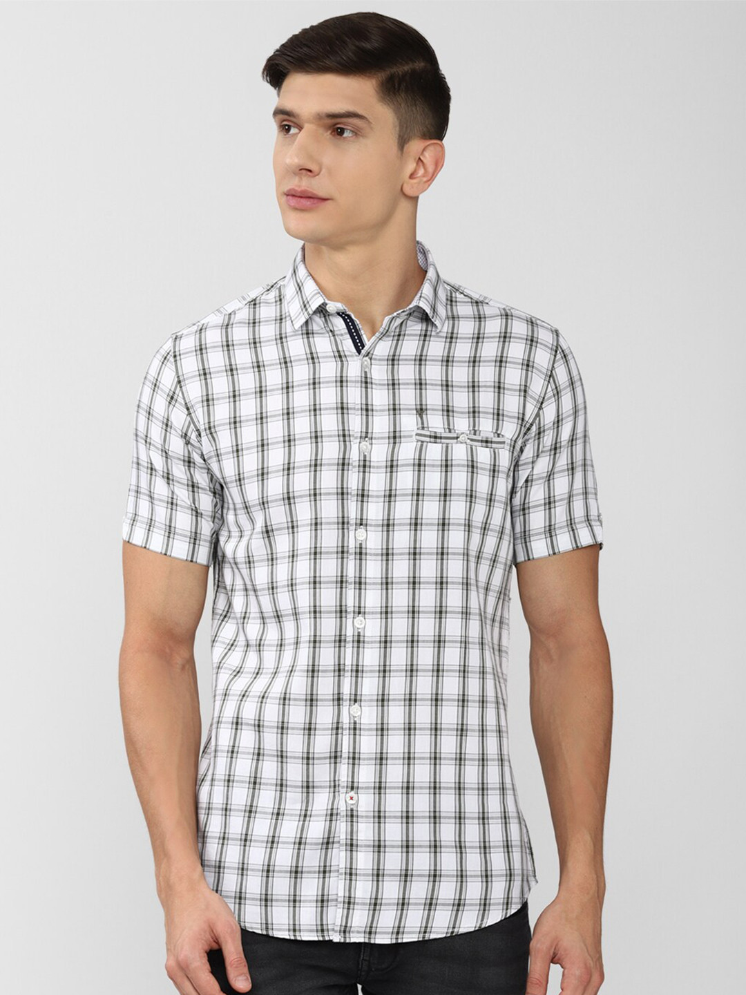 

Van Heusen Sport Men White Slim Fit Checked Casual Shirt