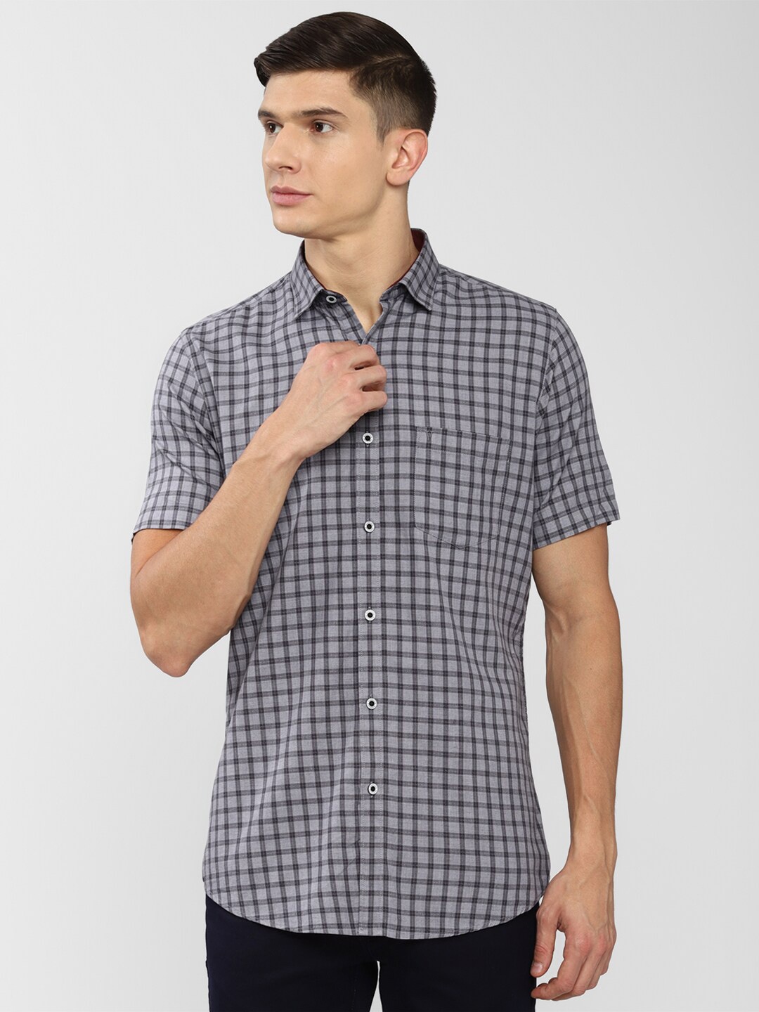 

Van Heusen Sport Men Grey Slim Fit Tartan Checks Casual Shirt