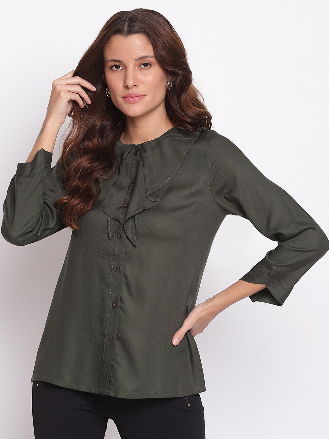

Latin Quarters Green Shirt Style Top