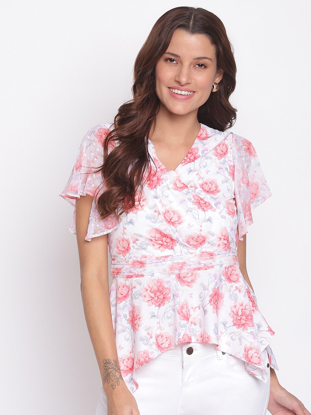 

Latin Quarters Pink Floral Print Wrap Top