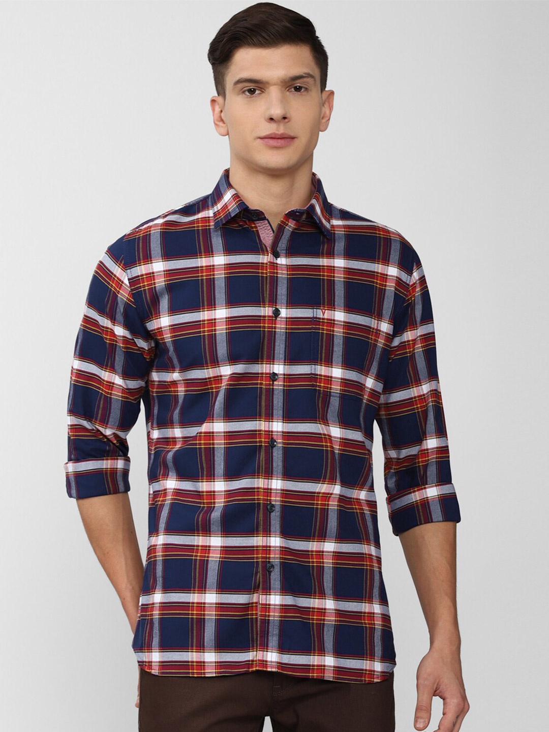 

Van Heusen Sport Men Navy Blue Slim Fit Tartan Checked Casual Shirt