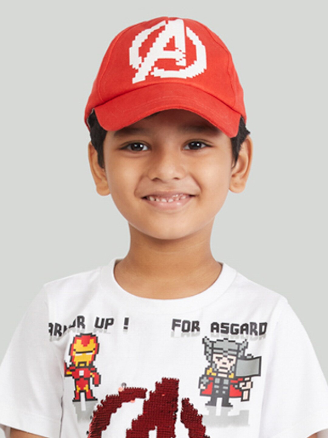 

Zalio Boys Red Avengers Printed Baseball Cap