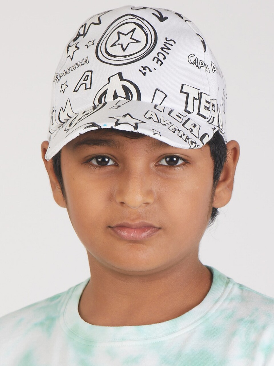 

Zalio Boys White Avengers Printed Baseball Cap