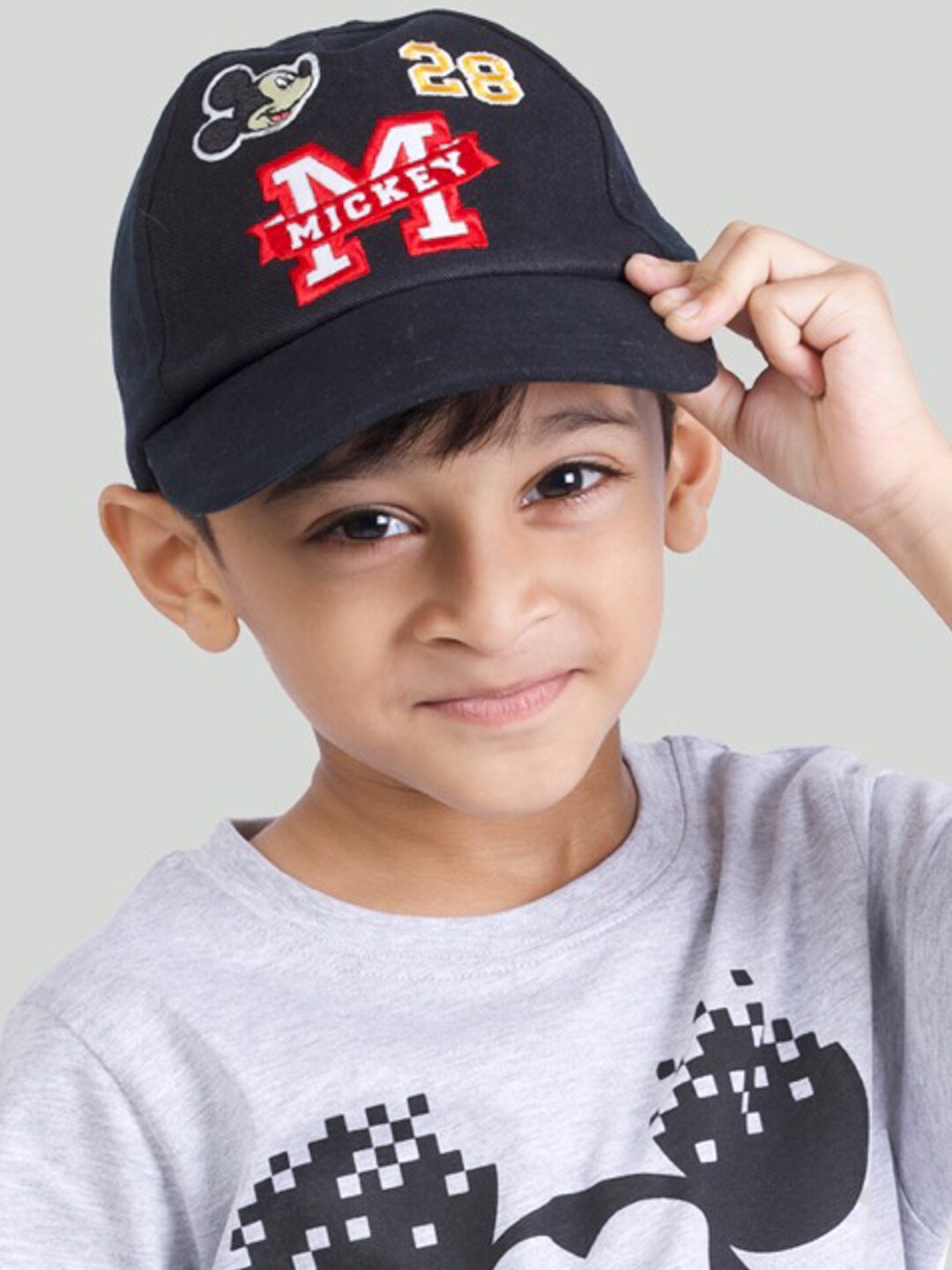 

Zalio Boys Black Mickey Mouse Printed Baseball Cap