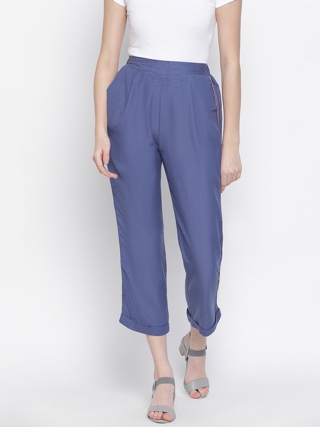 

Oxolloxo Women Blue Pleated Trousers