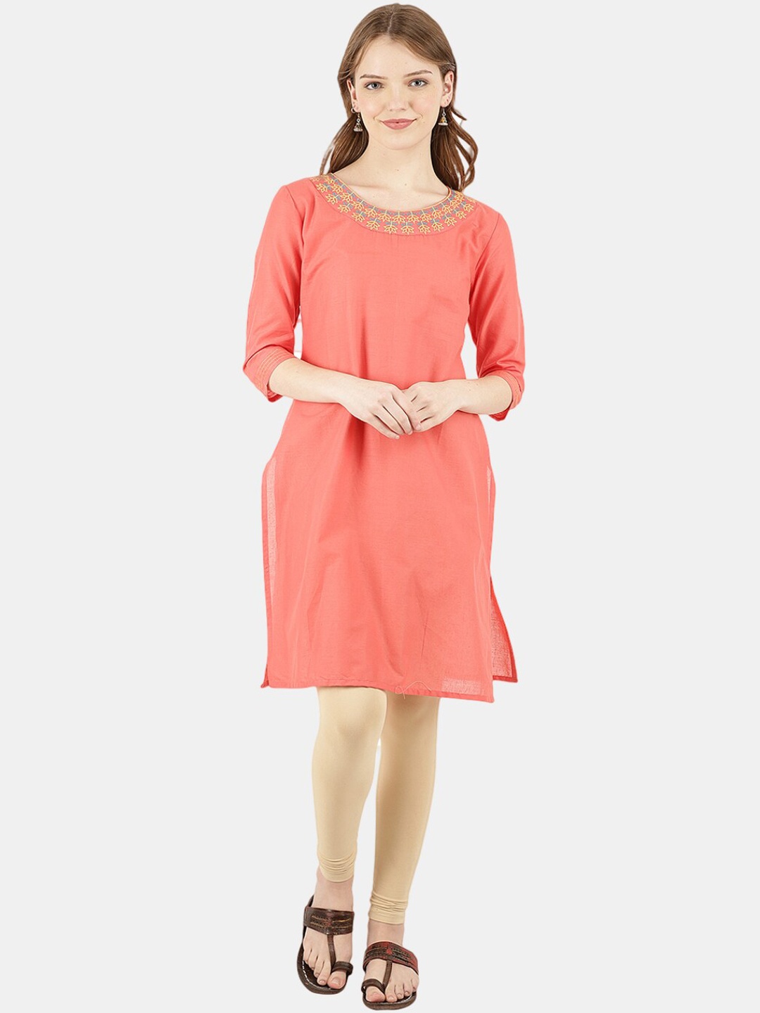 

Desi Mix Women Coral Thread Work Kurta