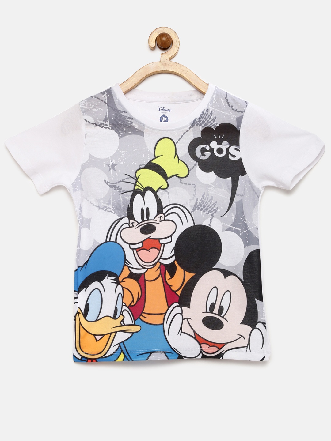 

YK Disney Boys Grey & White Printed T-shirt