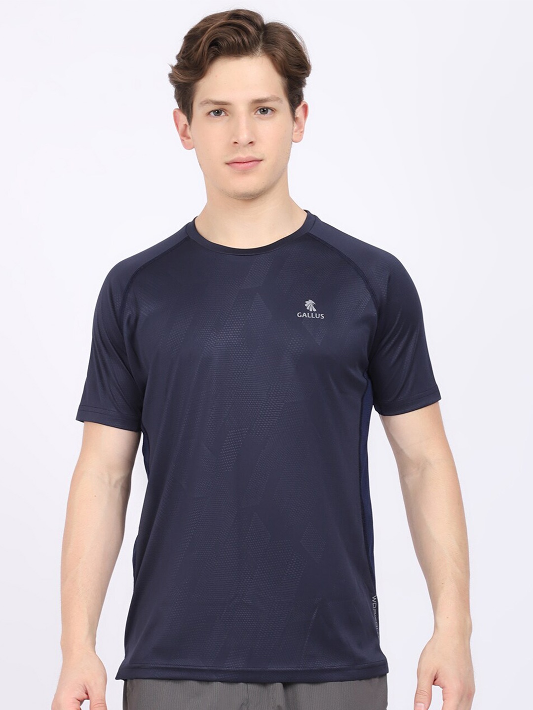 

Gallus Men Navy Blue Solid Dri-FIT Sports T-shirt