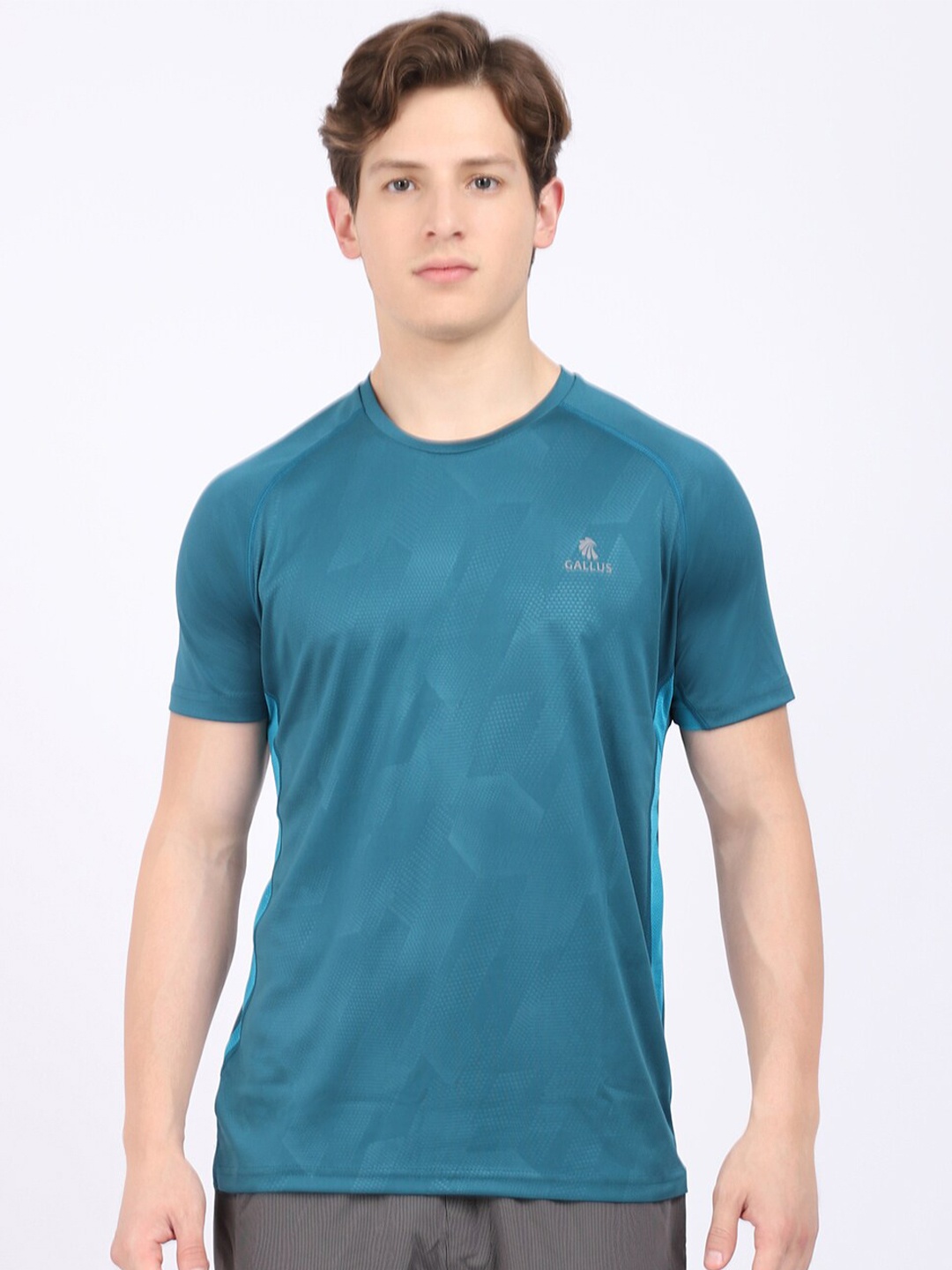 

Gallus Men Blue Printed Dri-FIT Sports T-shirt