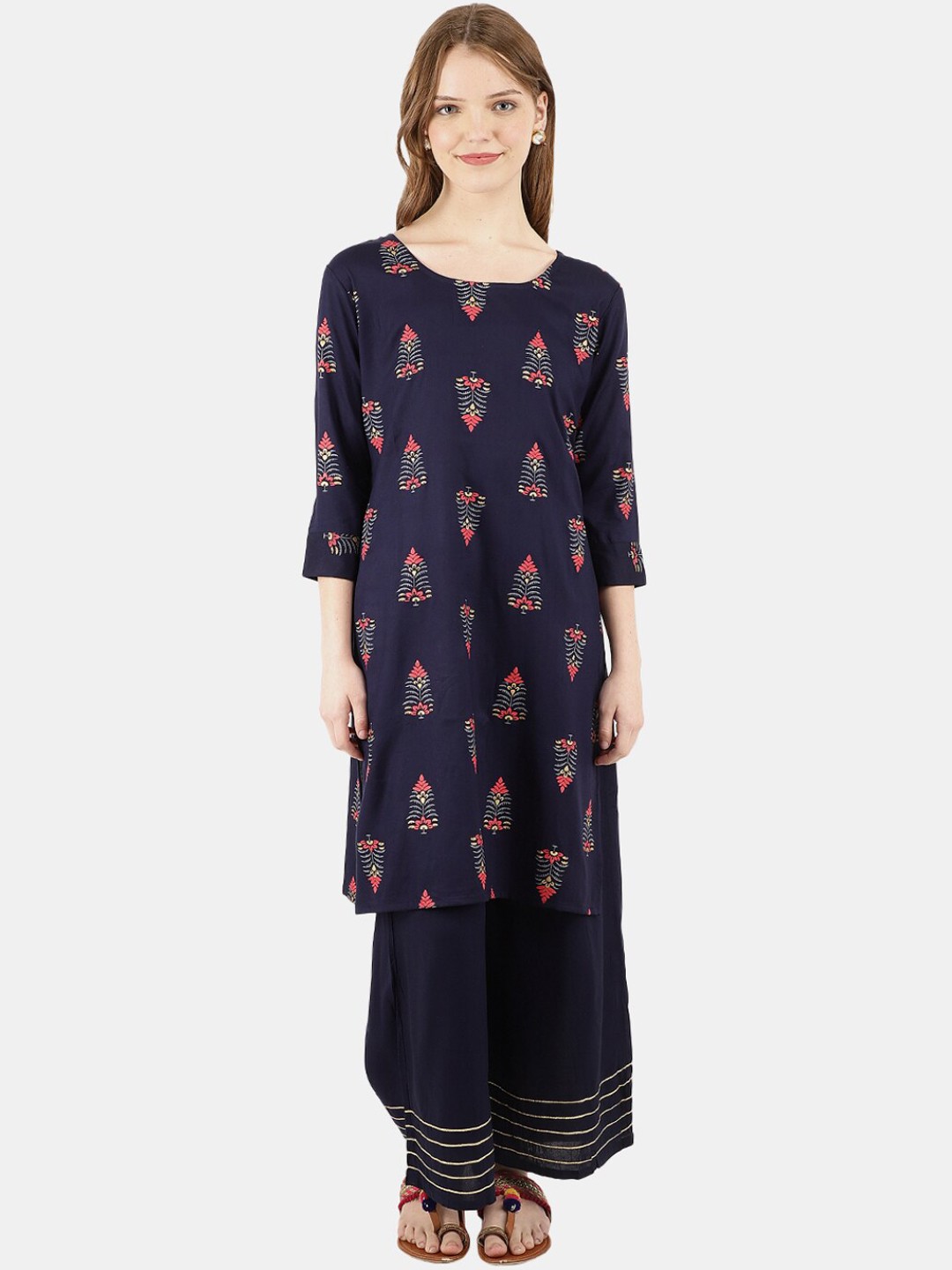 

Desi Mix Women Blue Ethnic Motifs Printed Kurta