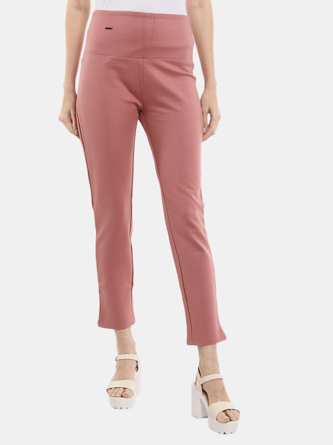 

V-Mart Women Peach Solid Tummy Tucker Jeggings