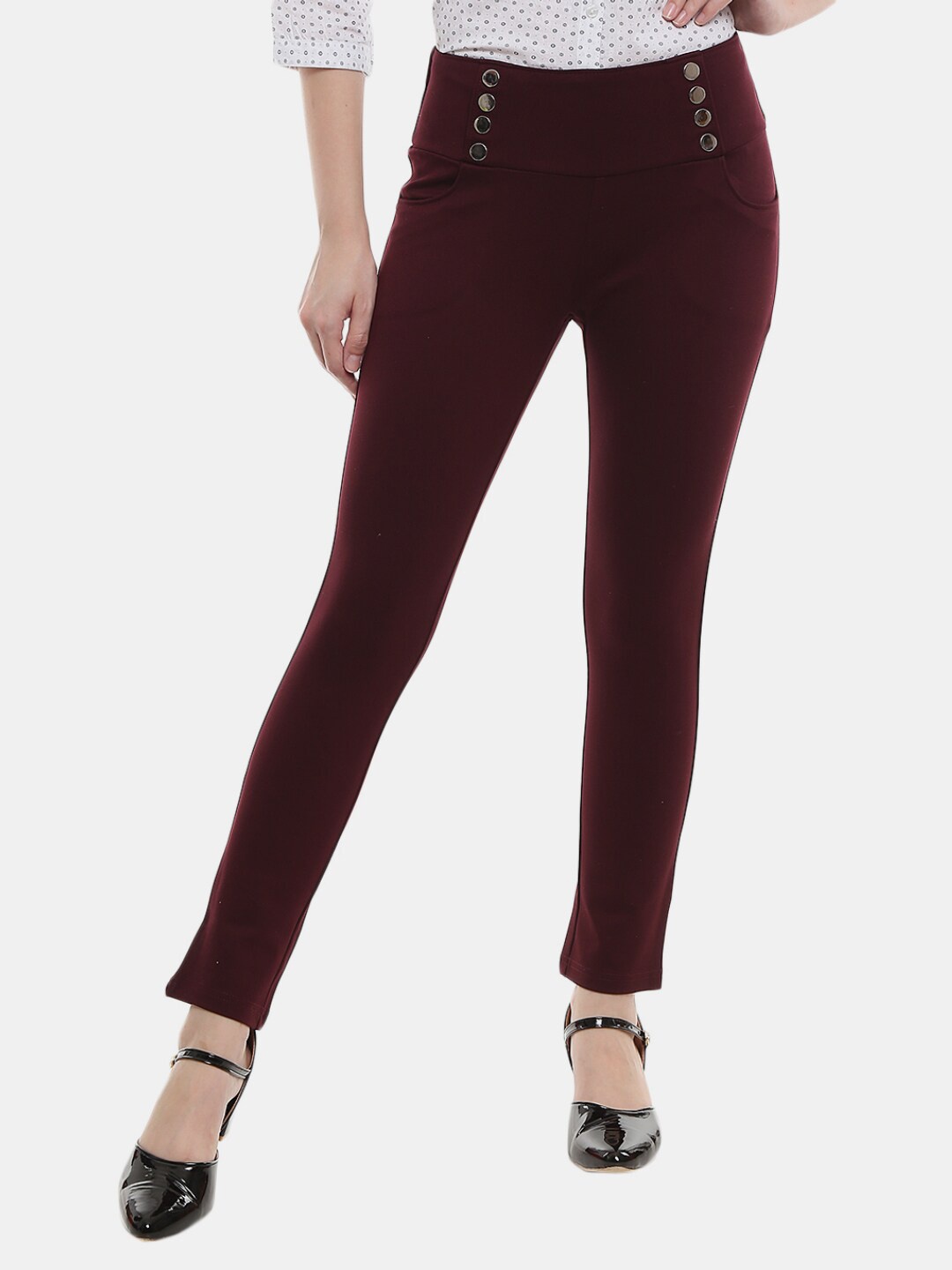 

V-Mart Women Maroon Solid Jeggings