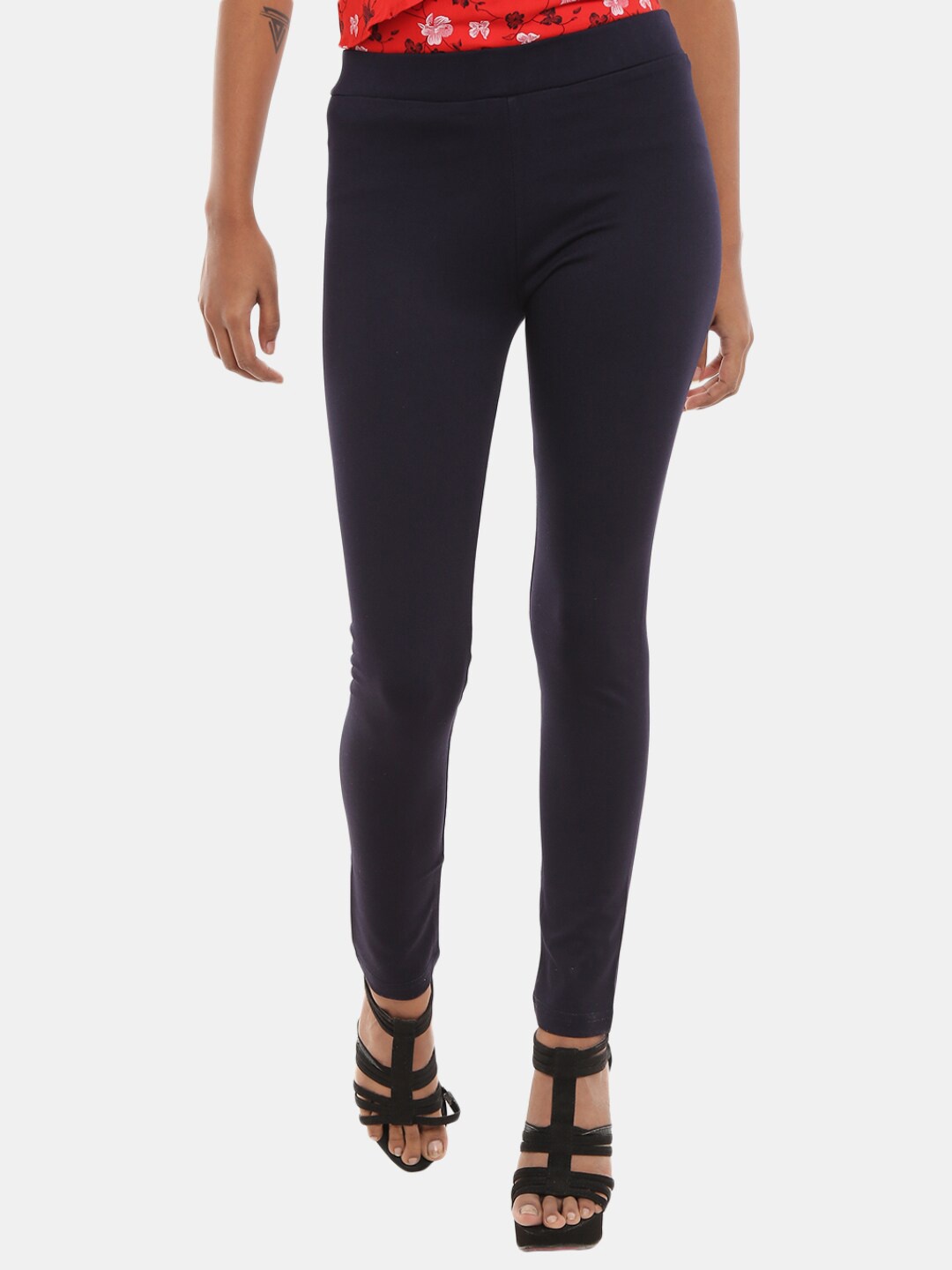 

V-Mart Women Navy Blue Solid Cotton Jeggings