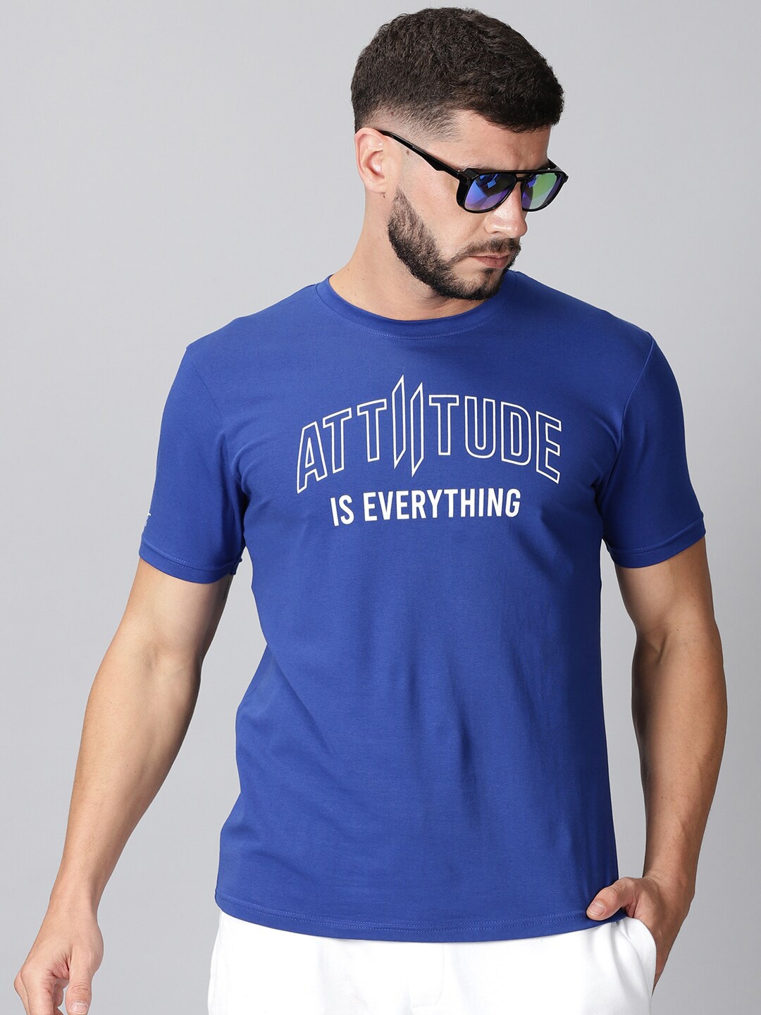 

ATTIITUDE Men Blue Typography Printed ClimaCool T-shirt