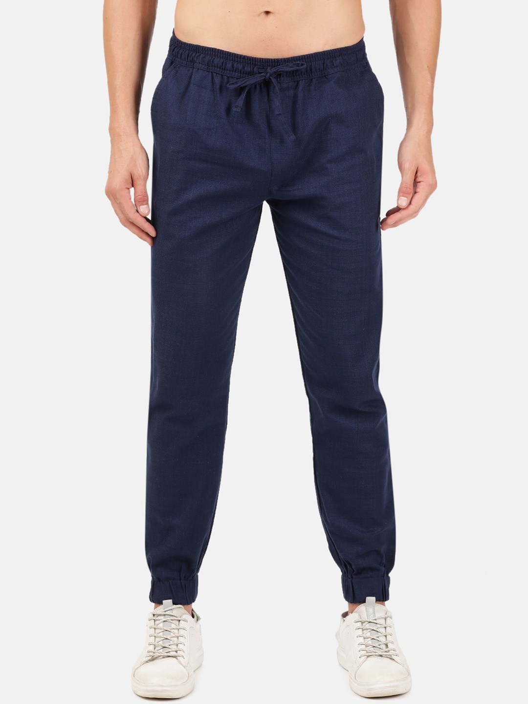 

MASH UNLIMITED Men Navy Blue Solid Cotton Woven Jogger