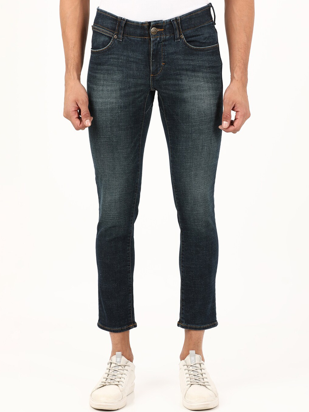 

Lee Men Blue Skinny Fit Low-Rise Heavy Fade Jeans