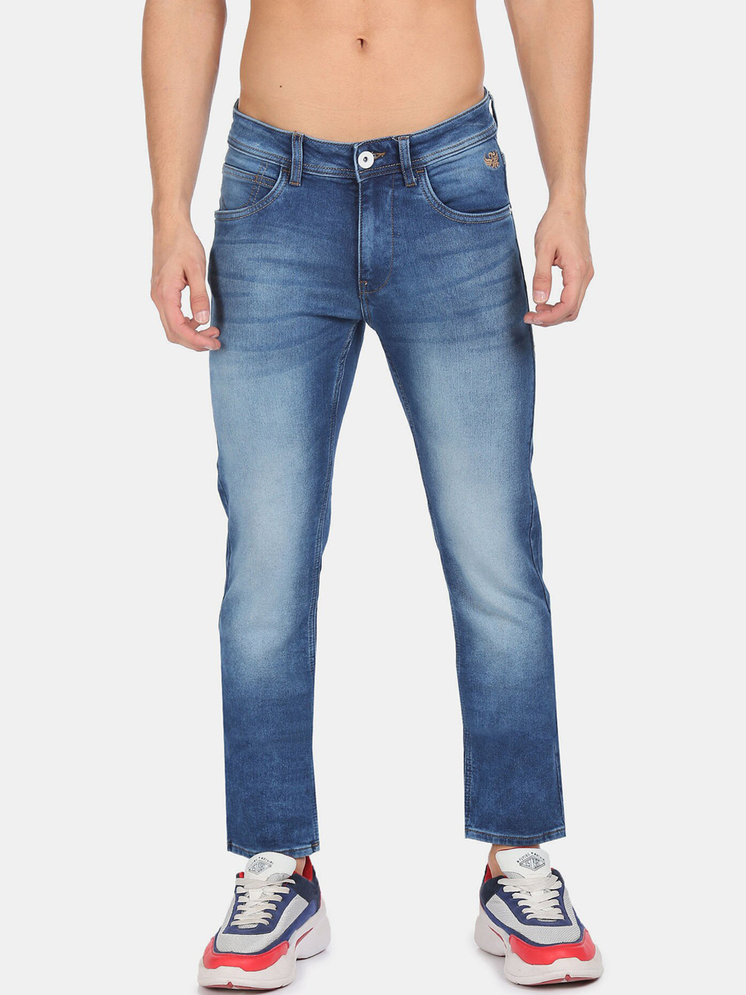 

Flying Machine Men Blue Slim Fit Low-Rise Heavy Fade Jeans