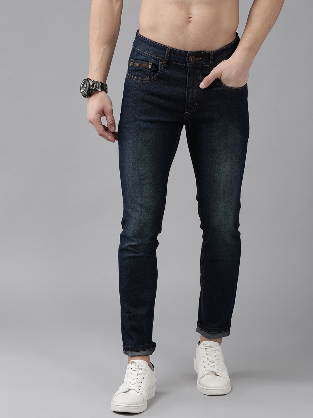 

Roadster Men Navy Blue Skinny Fit Light Fade Stretchable Jeans