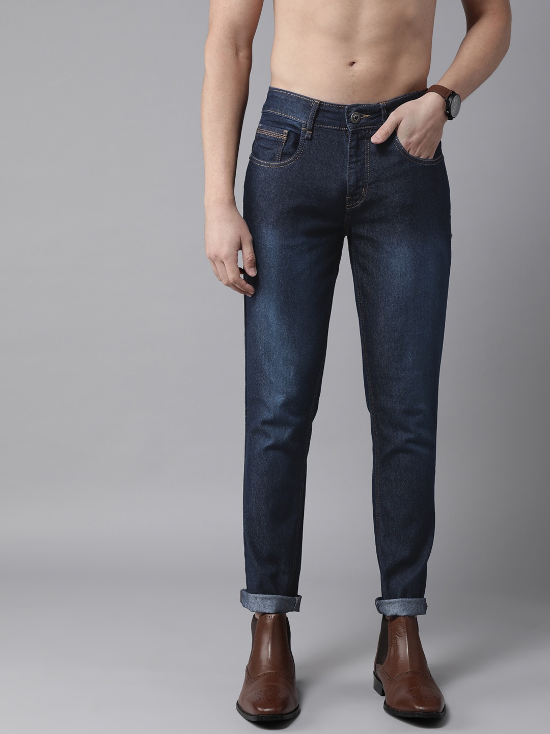 

Roadster Men Navy Blue Skinny Fit Light Fade Stretchable Jeans