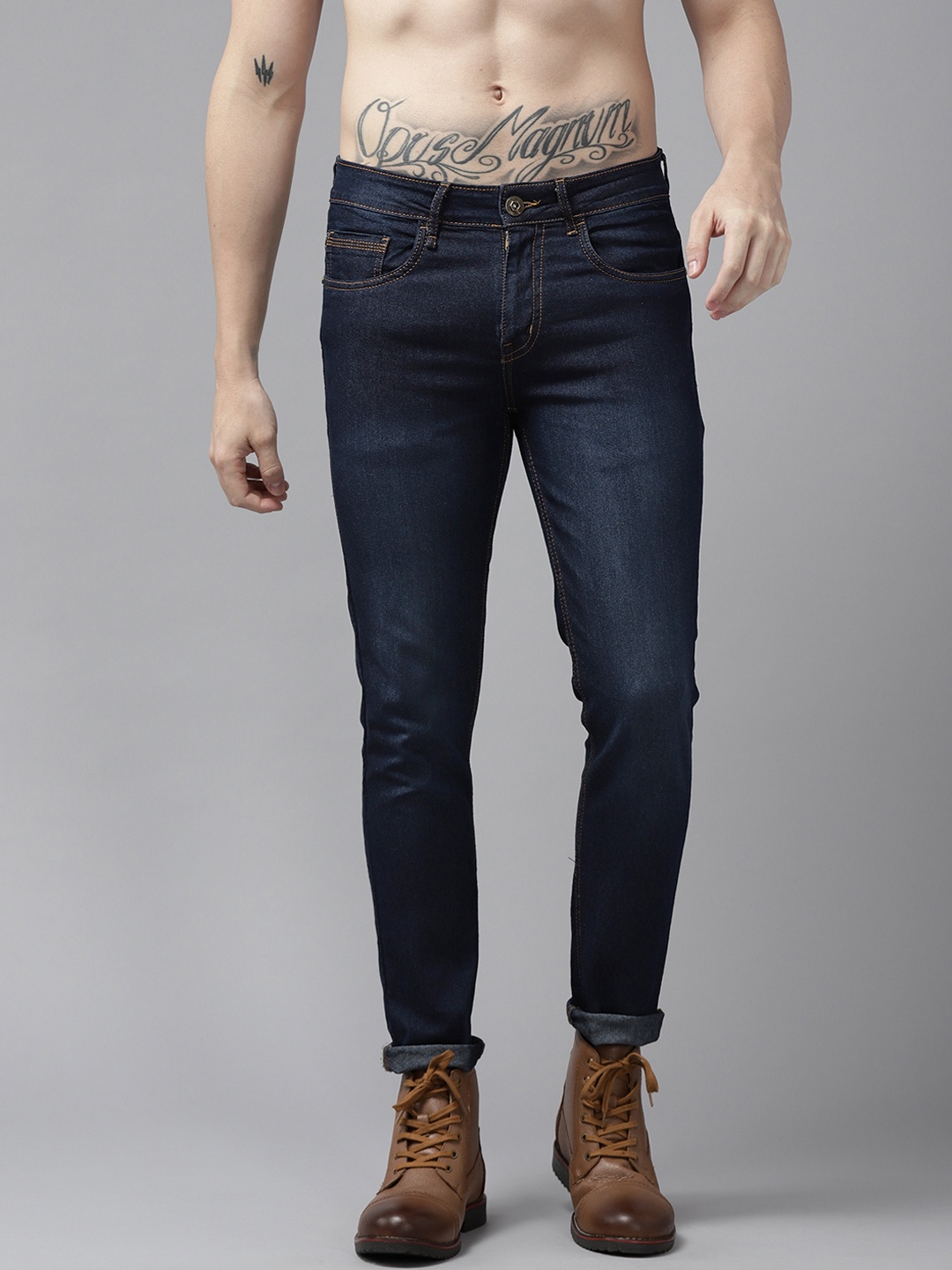 

Roadster Men Navy Blue Skinny Fit Light Fade Stretchable Jeans