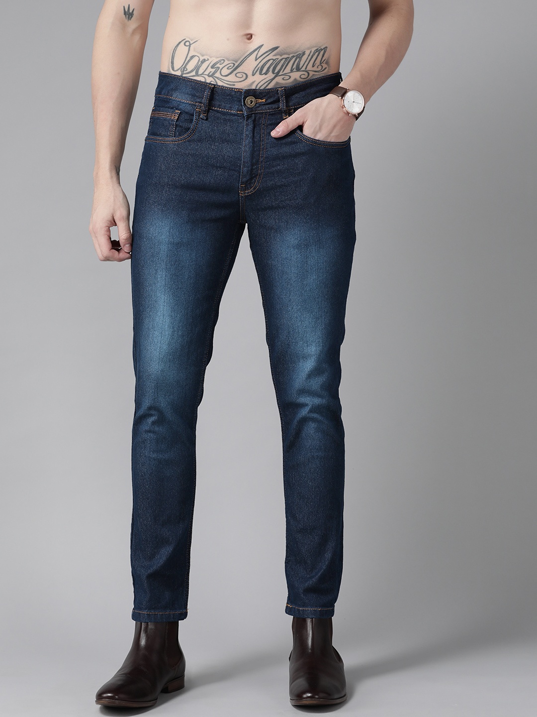 

Roadster Men Navy Blue Skinny Fit Light Fade Stretchable Jeans