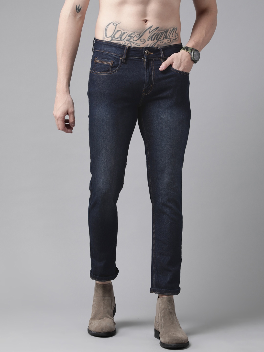 

Roadster Men Navy Blue Skinny Fit Light Fade Stretchable Jeans