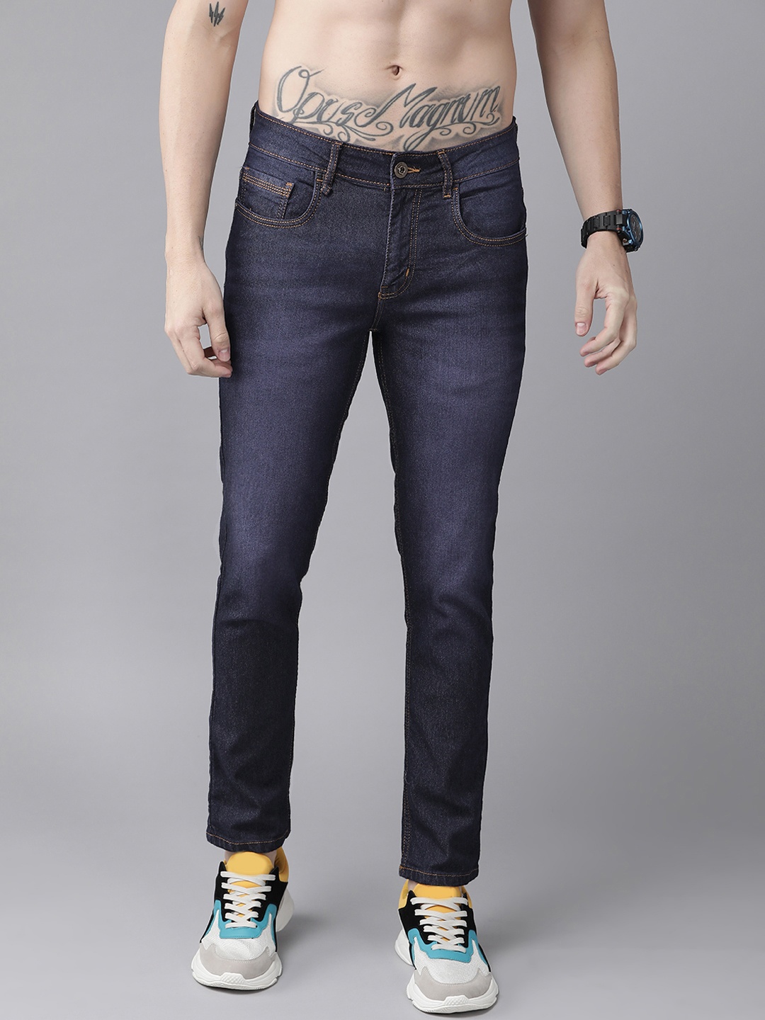 Roadster Men Navy Blue Skinny Fit Light Fade Stretchable Jeans