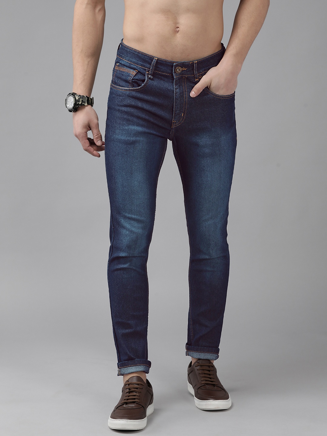 

Roadster Men Navy Blue Skinny Fit Light Fade Stretchable Jeans