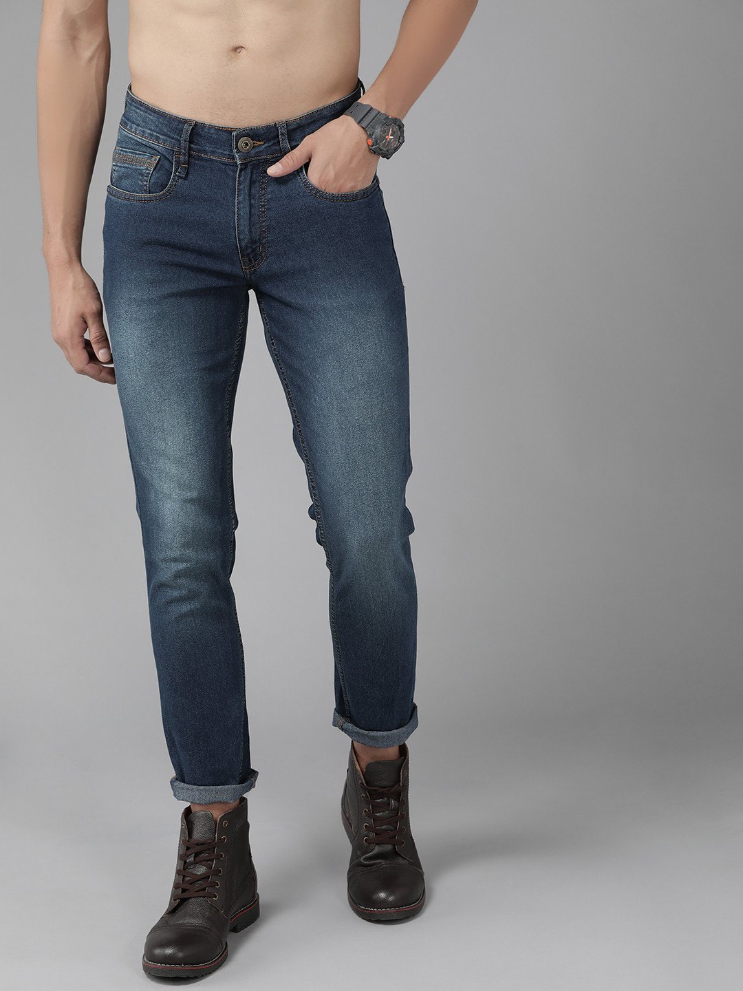 

Roadster Men Navy Blue Skinny Fit Light Fade Stretchable Jeans