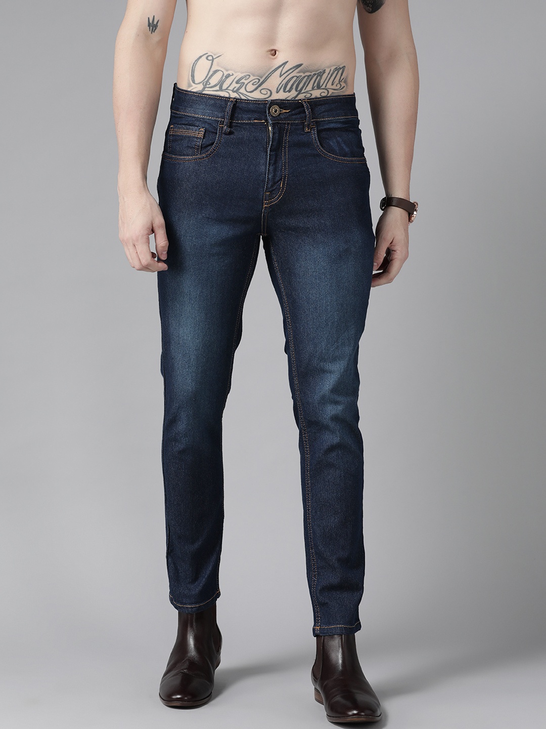 

Roadster Men Navy Blue Skinny Fit Mid-Rise Clean Look Stretchable Jeans