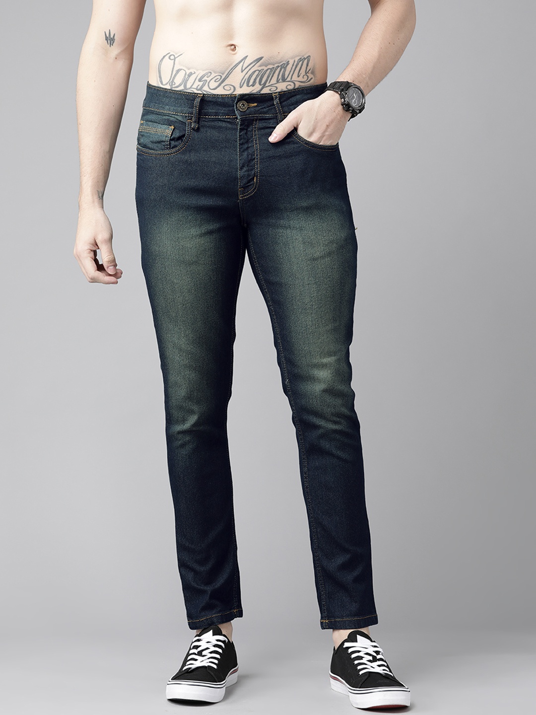 

Roadster Men Navy Blue Skinny Fit Light Fade Stretchable Jeans