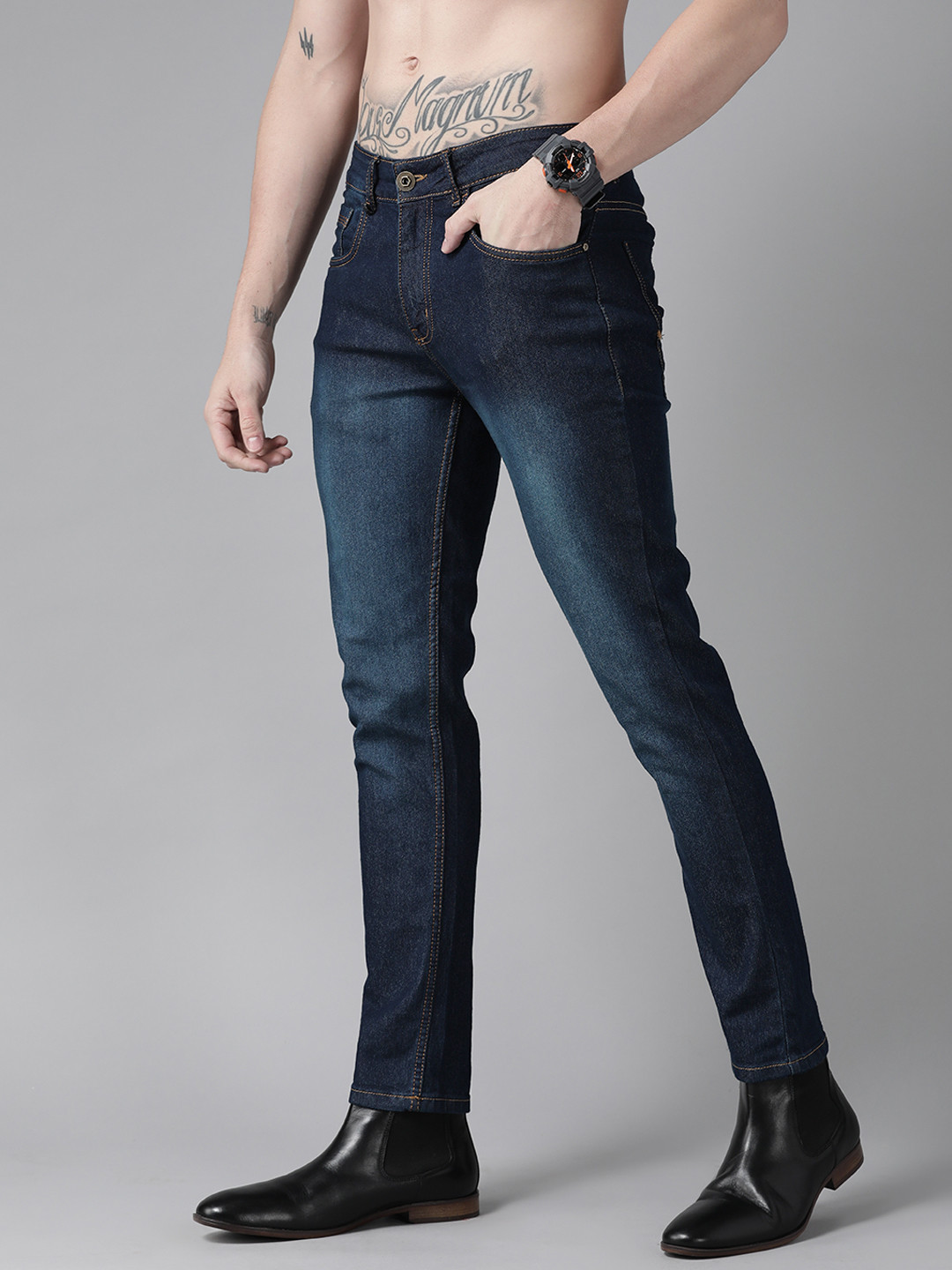 

Roadster Men Navy Blue Skinny Fit Light Fade Stretchable Jeans