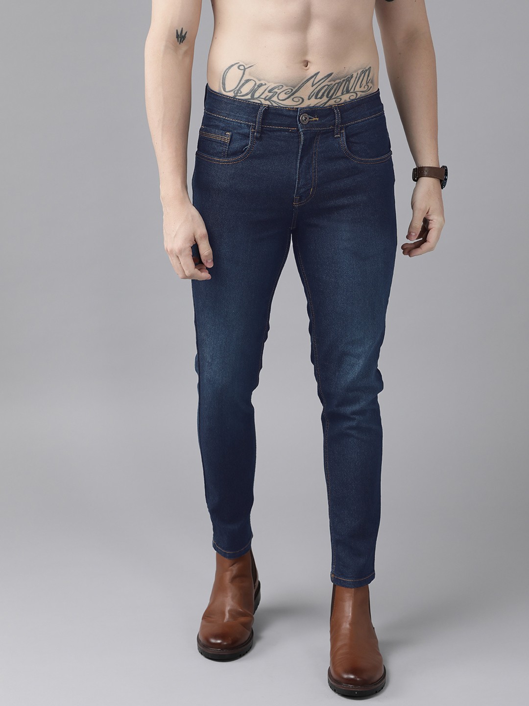 

Roadster Men Navy Blue Skinny Fit Light Fade Stretchable Jeans
