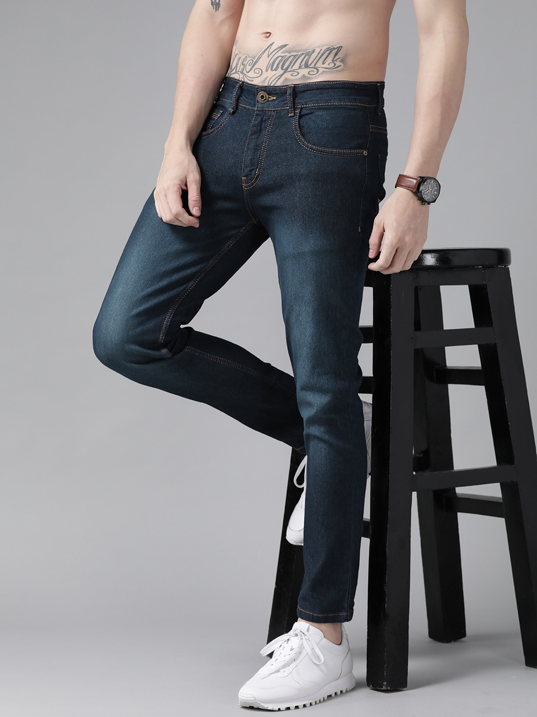

Roadster Men Navy Blue Skinny Fit Light Fade Stretchable Jeans