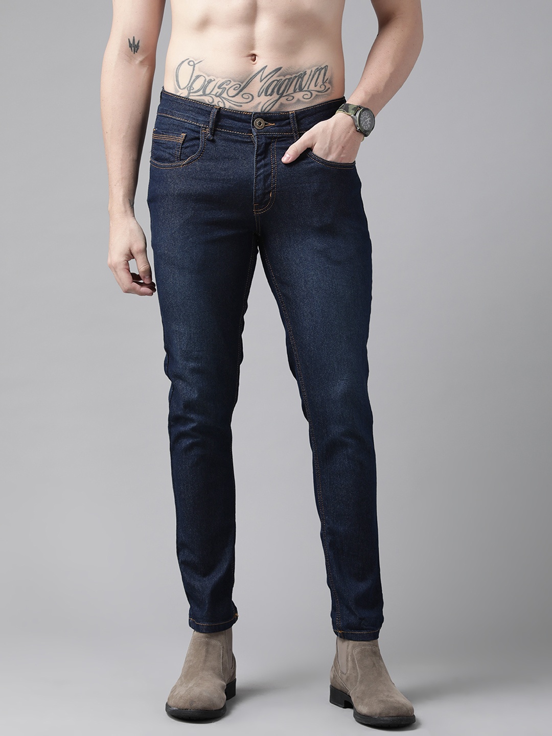 

Roadster Men Navy Blue Skinny Fit Light Fade Stretchable Jeans