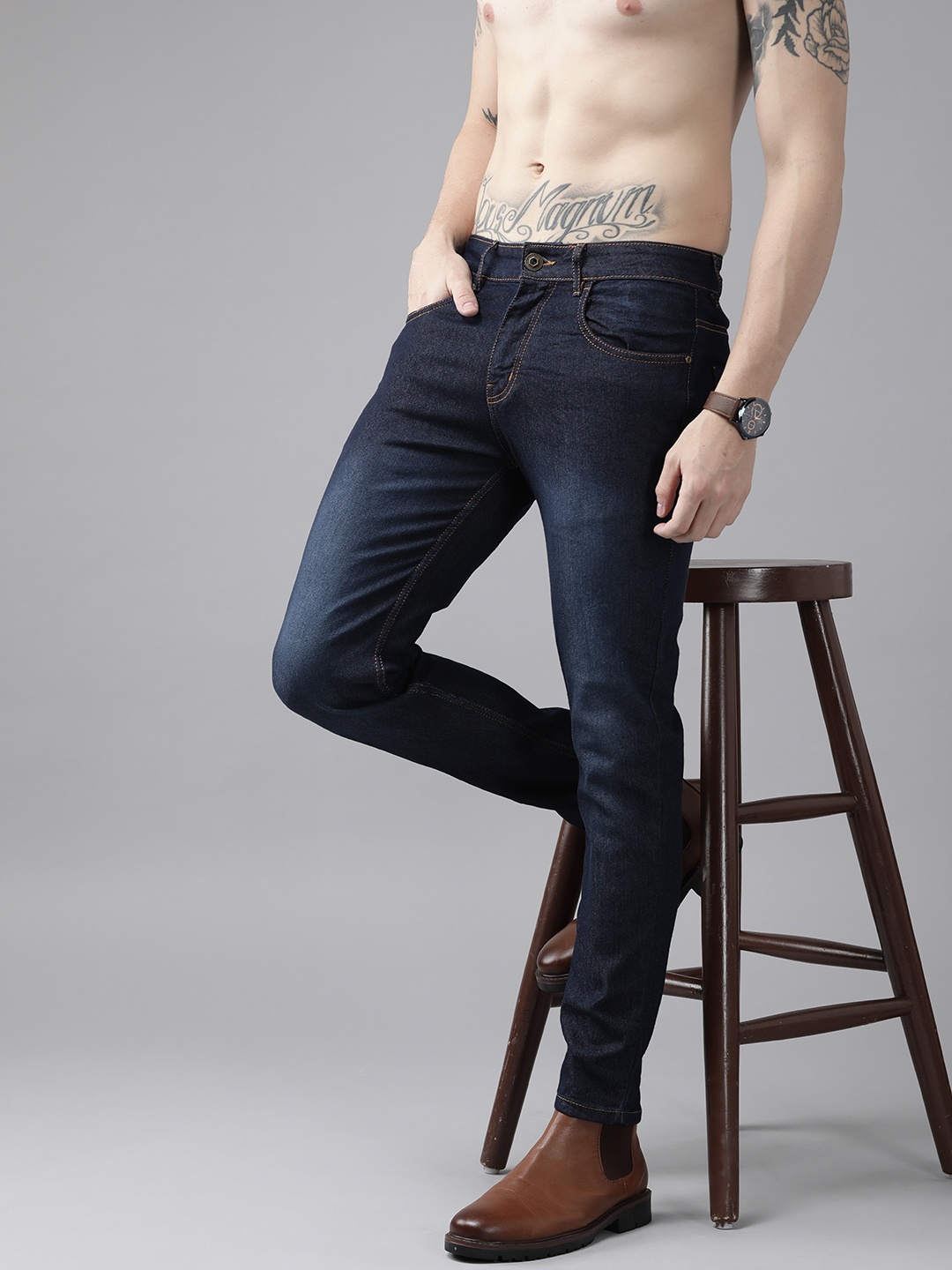 

Roadster Men Navy Blue Skinny Fit Light Fade Stretchable Jeans