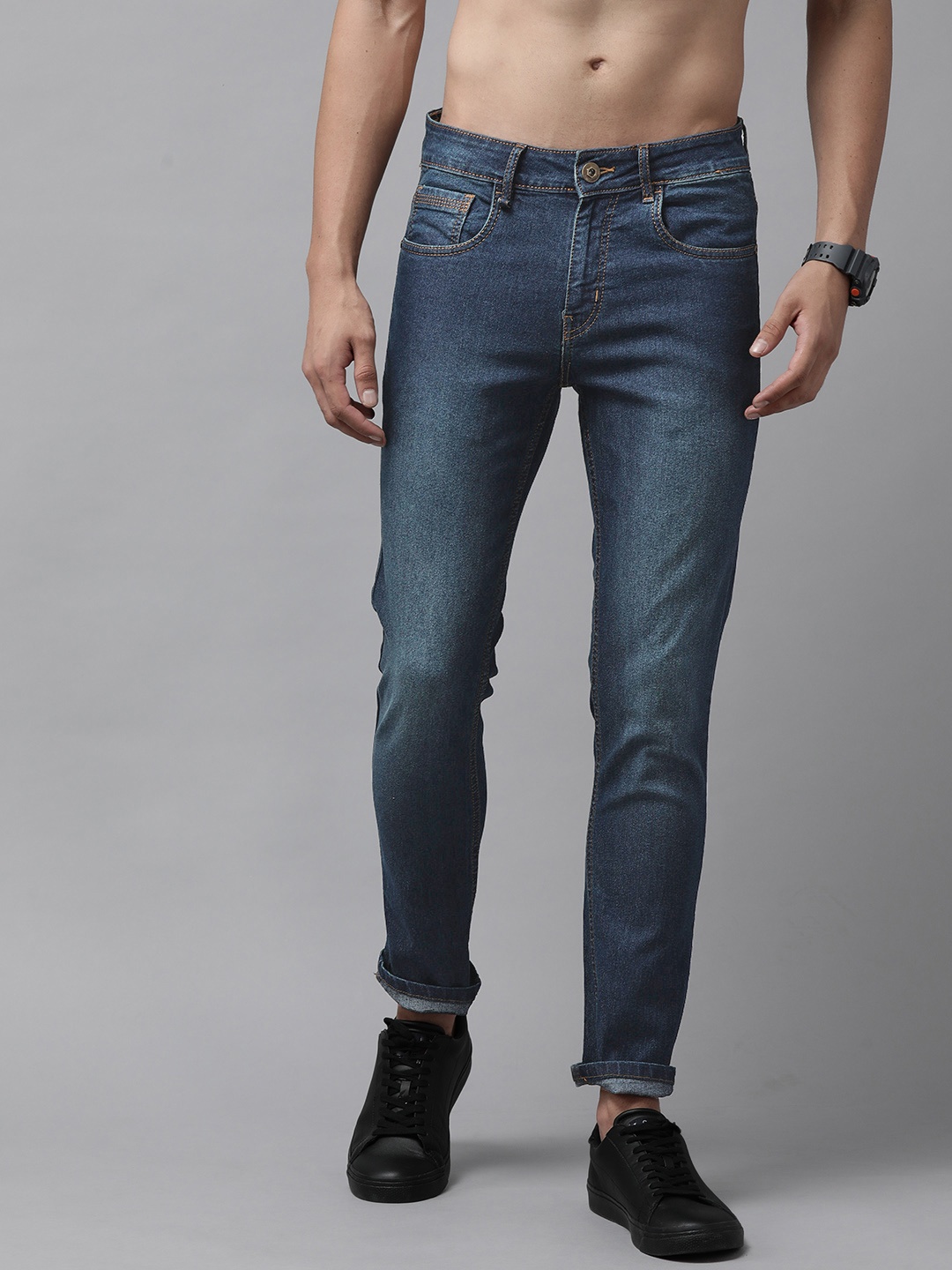 

Roadster Men Navy Blue Skinny Fit Light Fade Stretchable Jeans