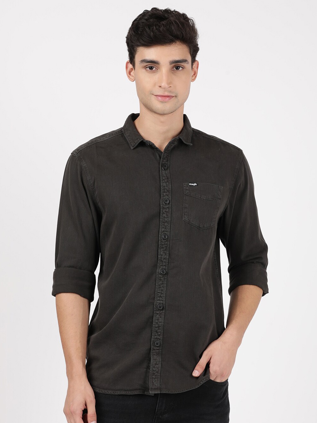 

Wrangler Men Charcoal Grey Regular Fit Cotton Casual Shirt